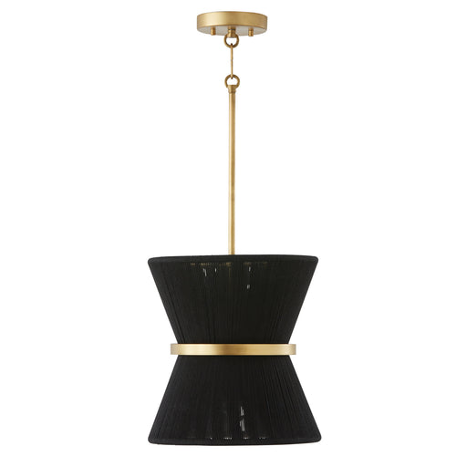 Cecilia One Light Pendant in Black Rope and Patinaed Brass
