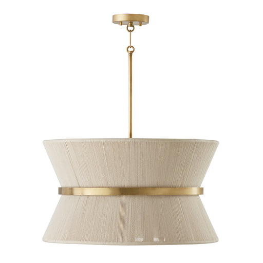 Cecilia Eight Light Pendant in Bleached Natural Rope and Patinaed Brass