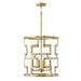 Hala Four Light Foyer Pendant in Bleached Natural Jute and Patinaed Brass