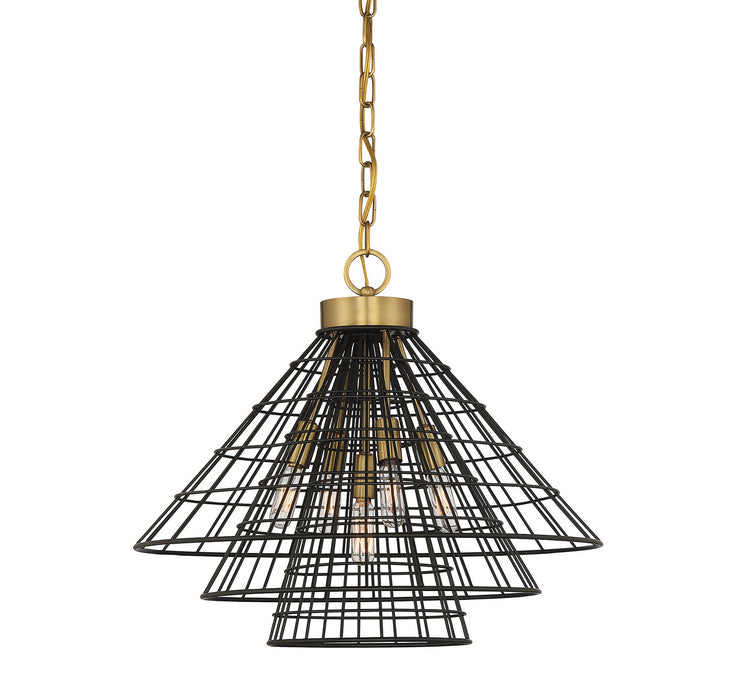 Lenox 5-Light Pendant in Black with Warm Brass Accents - Lamps Expo