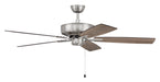 Pro Plus 52" Ceiling Fan in Brushed Polished Nickel from Craftmade, item number P52BNK5-52DWGWN