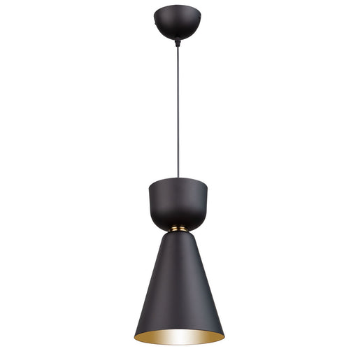 Tempo One Light Pendant in Matte Black and Brass