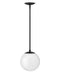 Warby One Light Pendant in Black with White glass by Hinkley Lighting