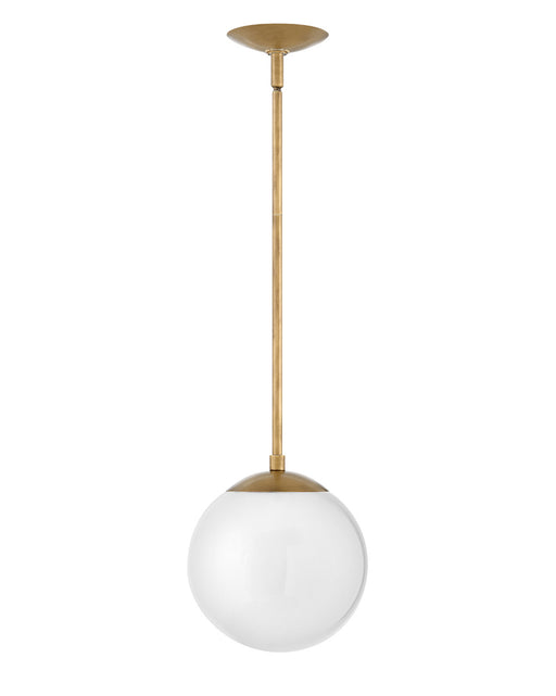 Warby One Light Pendant in Heritage Brass with White glass by Hinkley Lighting