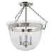 Harris Small Semi Flush Classic Bell Lantern with Clear Glass in Polished Nickel