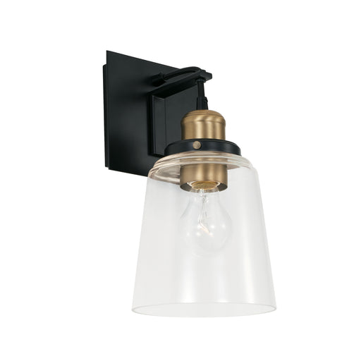 Fallon One Light Wall Sconce in Aged Brass and Black