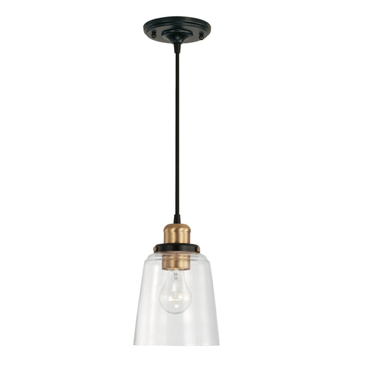 Fallon One Light Pendant in Aged Brass and Black