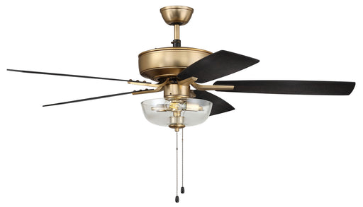 Pro Plus 101 Clear Bowl Light Kit 52" Ceiling Fan in Satin Brass from Craftmade, item number P101SB5-52BWNFB
