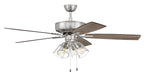 Pro Plus 104 Clear 4-Light Kit 52" Ceiling Fan in Brushed Polished Nickel from Craftmade, item number P104BNK5-52DWGWN