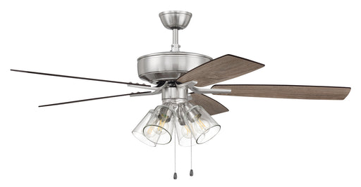 Pro Plus 104 Clear 4-Light Kit 52" Ceiling Fan in Brushed Polished Nickel from Craftmade, item number P104BNK5-52DWGWN