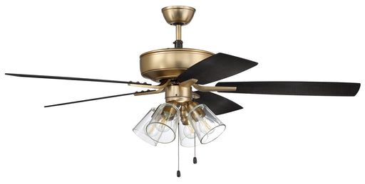Pro Plus 104 Clear 4-Light Kit 52" Ceiling Fan in Satin Brass from Craftmade, item number P104SB5-52BWNFB