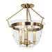 Harris Small Semi Flush Classic Bell Lantern with Tiny Star Glass in Satin Brass