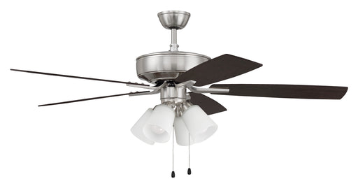 Pro Plus 114 White 4-Light Kit 52" Ceiling Fan in Brushed Polished Nickel from Craftmade, item number P114BNK5-52DWGWN