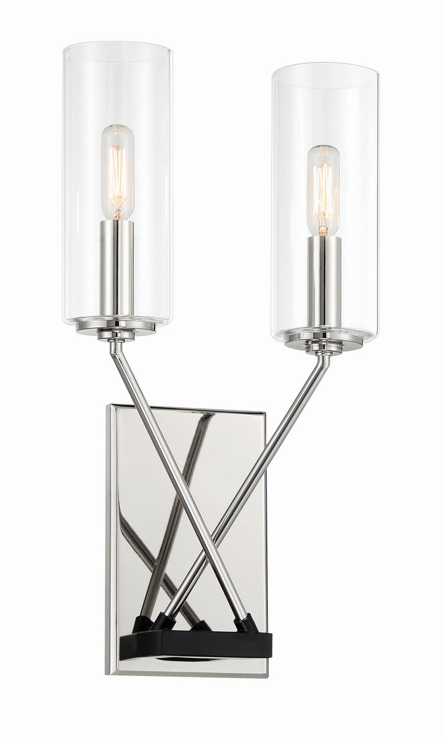 Highland Crossing Two Light Wall Sconce in Coal with Polished Nickel Highlights - Lamps Expo