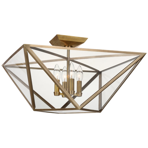 Lorino LED Semi-Flush Mount in Hand-Rubbed Antique Brass