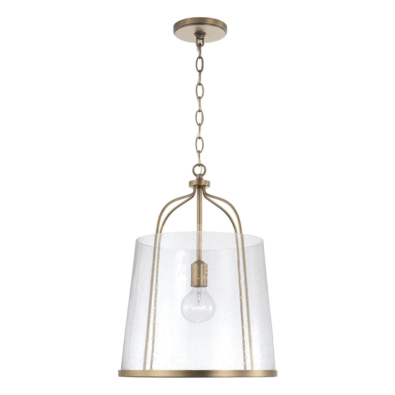 Madison One Light Pendant in Aged Brass