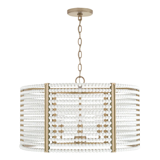 Brynn Four Light Pendant in Aged Brass Painted