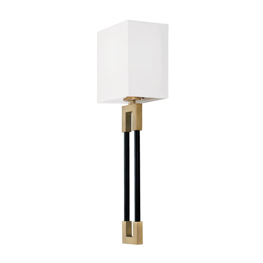 Bleeker One Light Wall Sconce in Aged Brass and Black