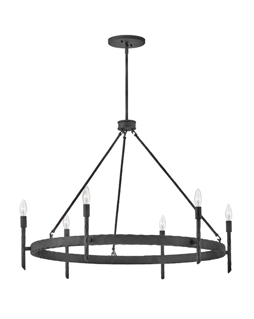 Tress Six Light Chandelier in Forged Iron by Hinkley Lighting