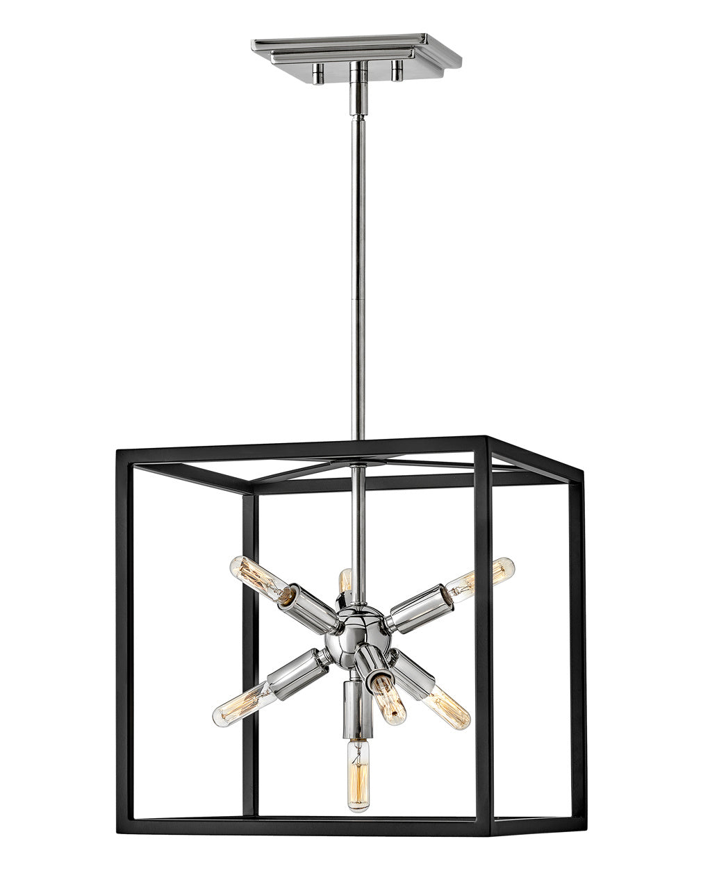 Aros Seven Light Pendant in Black with Polished Nickel accents by Hinkley Lighting