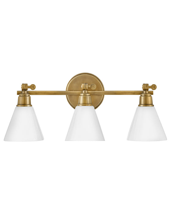 Arti Three Light Vanity in Heritage Brass by Hinkley Lighting