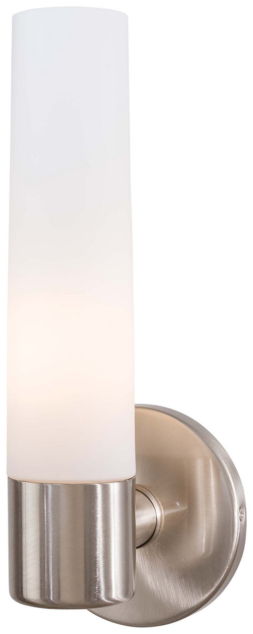 Saber 1 Light Wall Sconce in Brushed Nickel with Etched Opal