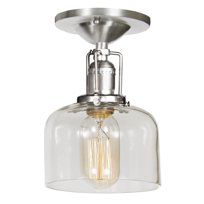 Central Park 1-Light Wrenley Ceiling Mount with 5" Glass Shade in Satin Nickel