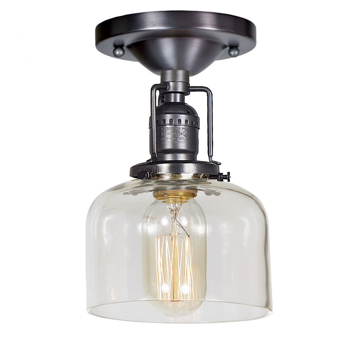 Central Park 1-Light Wrenley Ceiling Mount with 5" Glass Shade in Gun Metal