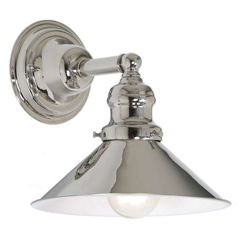 Central Park 1-Light Wall Sconce with 8" Metal Shade in Polished Nickel
