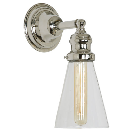 Central Park 1-Light Wall Sconce with 4.75" Glass Shade in Polished Nickel