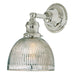 Central Park 1-Light Wall Sconce with 7" Glass Shade in Polished Nickel with Mercury Ribbed Glass