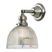 Central Park 1-Light Wall Sconce with 7" Glass Shade in Satin Nickel with Mercury Ribbed Glass