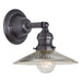 Central Park 1-Light Wall Sconce with 8" Glass Shade in Gun Metal with Mercury Ribbed Glass