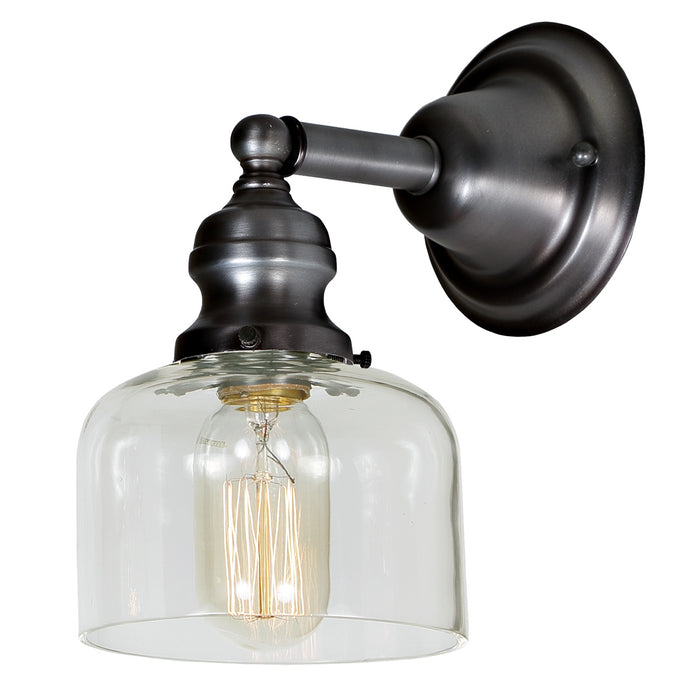 Central Park 1-Light Wrenley Wall Sconce with 5" Glass Shade in Gun Metal