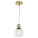 Uptown 1-Light Vida Pendant in Satin Brass & Black with Clear Glass