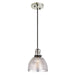 Uptown 1-Light Vida Pendant in Polished Nickel & Black with Mercury Ribbed Glass