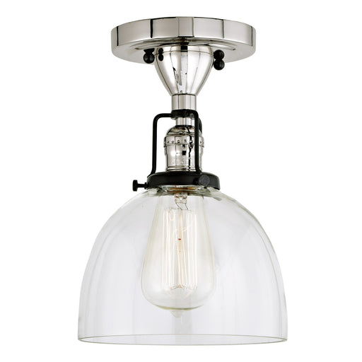 Uptown 1-Light Vida Ceiling Mount in Polished Nickel & Black with Clear Glass