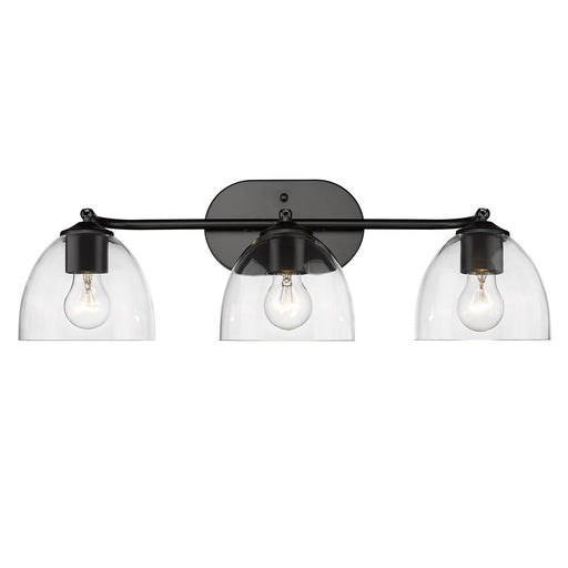 Roxie 3-Light Bath Vanity in Matte Black with Clear Glass