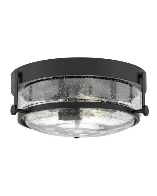 Harper LED Flush Mount in Black with Clear Seedy glass