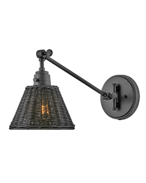 Arti LED Wall Sconce in Black with Black Natural Rattan Shade