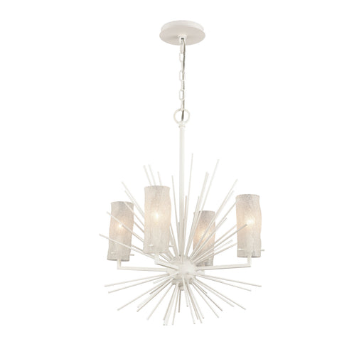 Sea Urchin Four Light Chandelier in White Coral