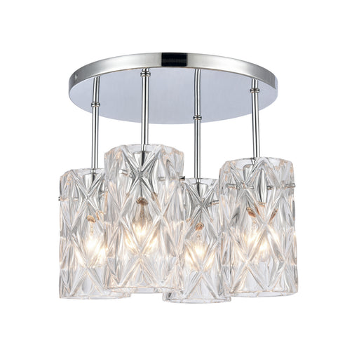 Formade Crystal Four Light Semi Flush Mount in Polished Chrome