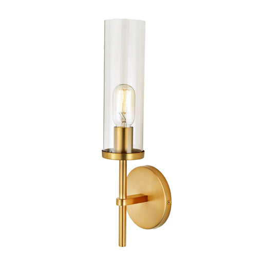 Maeve Tall Clear Glass 1-Light Sconce in Satin Brass