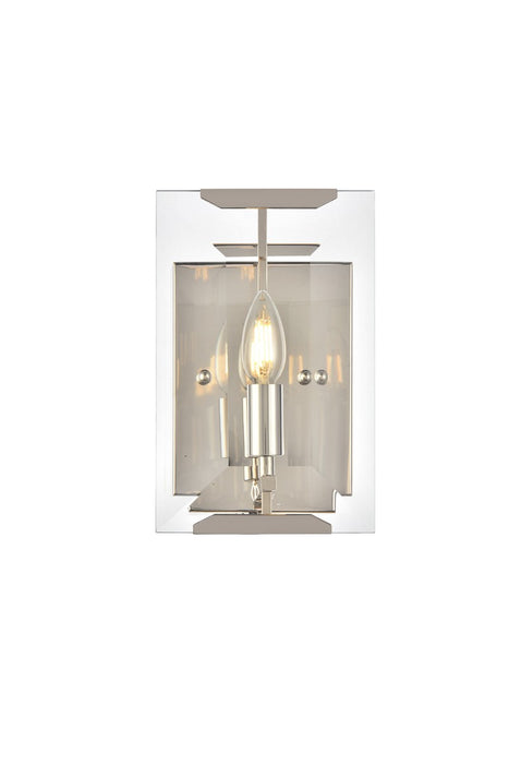 Monaco 1-Light Wall Sconce in Polished Nickel with Glass