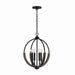 Clive Four Light Pendant in Carbon Grey and Black Iron
