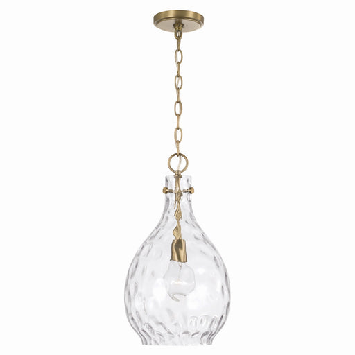 Brentwood One Light Pendant in Aged Brass