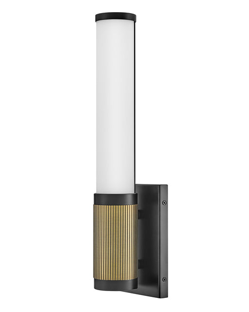 Zevi LED Vanity in Black with Lacquered Brass Accents