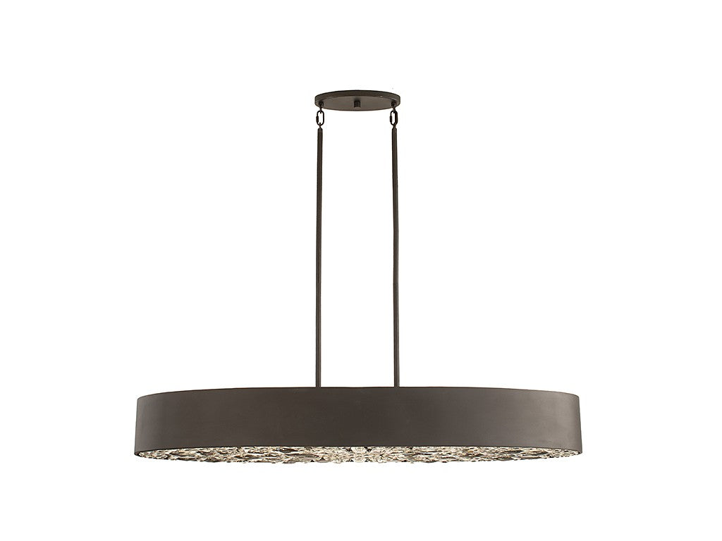Azores Six Light Linear Chandelier in Black Cashmere