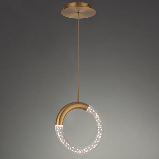 Ringlet LED Pendant in Aged Brass