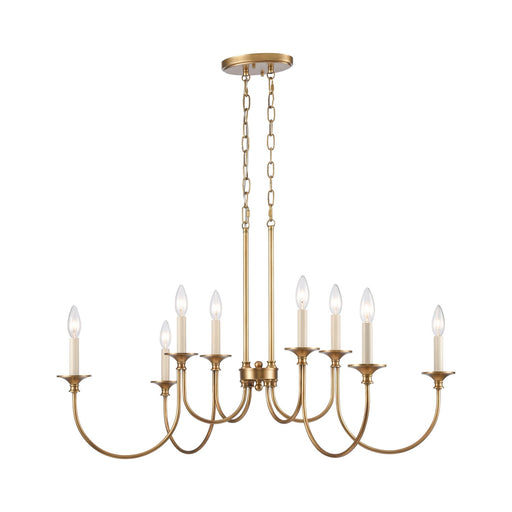Cecil Eight Light Linear Chandelier in Natural Brass